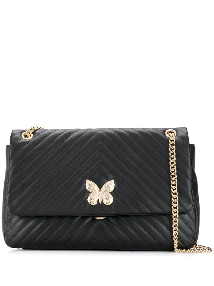 Twin-set Quilted Butterfly Shoulder Bag - Black