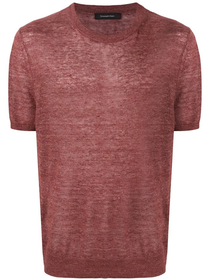 Ermenegildo Zegna Short-sleeved Knitted Top - Brown