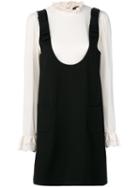 Twin-set - Contrast Short Dress - Women - Polyamide/viscose/elastolefin - 38, Black, Polyamide/viscose/elastolefin
