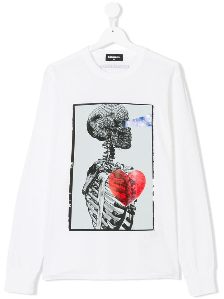 Dsquared2 Kids Skeleton Print Top - White