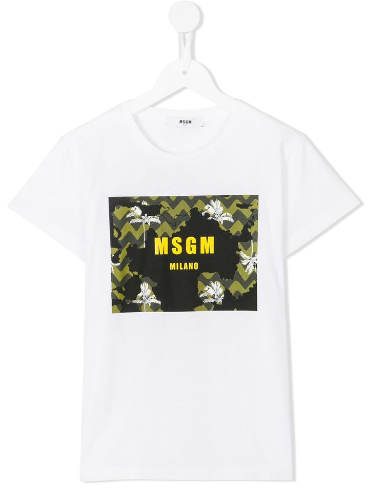 Msgm Kids Logo Print T-shirt, Boy's, Size: 8 Yrs, White