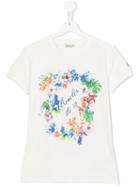 Moncler Kids Floral Print T-shirt, Girl's, Size: 14 Yrs, White
