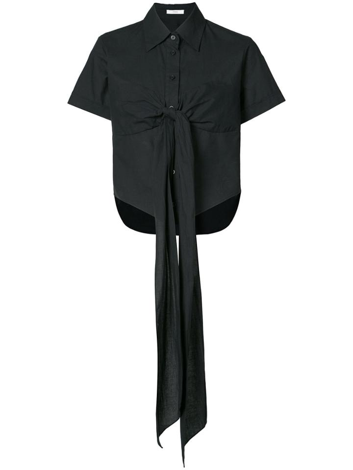 Tome Bow-tied Short-sleeve Blouse - Black