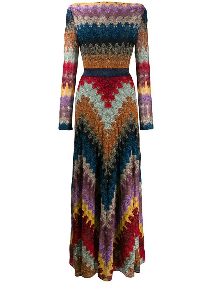 Missoni Chevron-pattern Maxi Dress - Brown