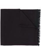 Canali Fringed Fine Knit Scarf - Black