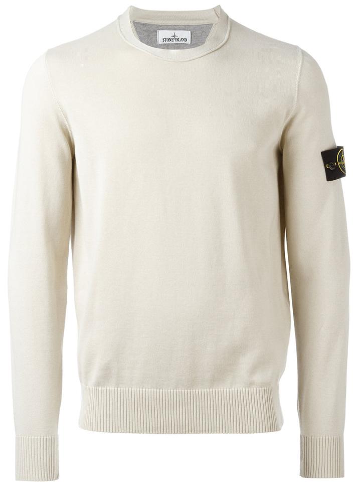 Stone Island Arm Patch Jumper, Men's, Size: Medium, Nude/neutrals, Cotton