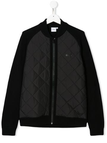 Boss Kids Teen Quilted Panel Bomber Jacket - Black