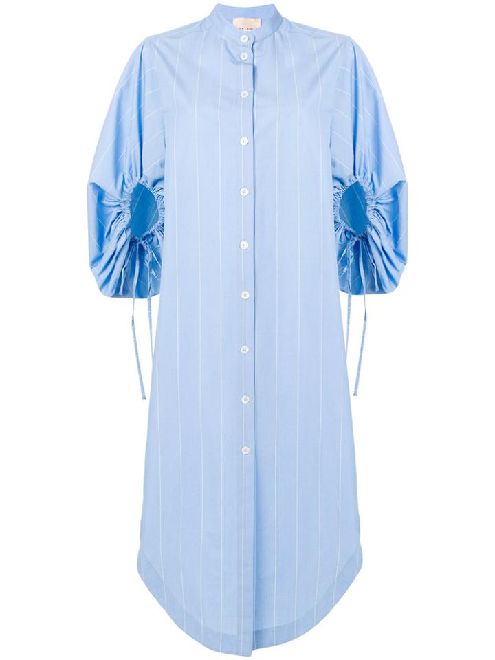 Erika Cavallini Puff Sleeve Shirt Dress - Blue