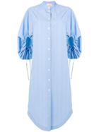 Erika Cavallini Puff Sleeve Shirt Dress - Blue