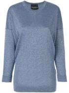 Erika Cavallini Glitter Top With Power Shoulders - Blue