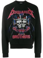 Dsquared2 Skull Print Logo Jumper - Black