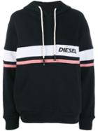 Diesel Logo Stripe Hoodie - Black
