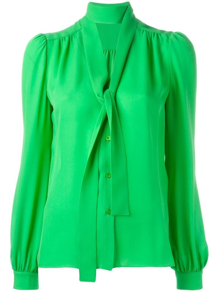 Emilio Pucci Neck Tie Blouse, Women's, Size: 38, Green, Silk