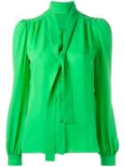 Emilio Pucci Neck Tie Blouse, Women's, Size: 38, Green, Silk