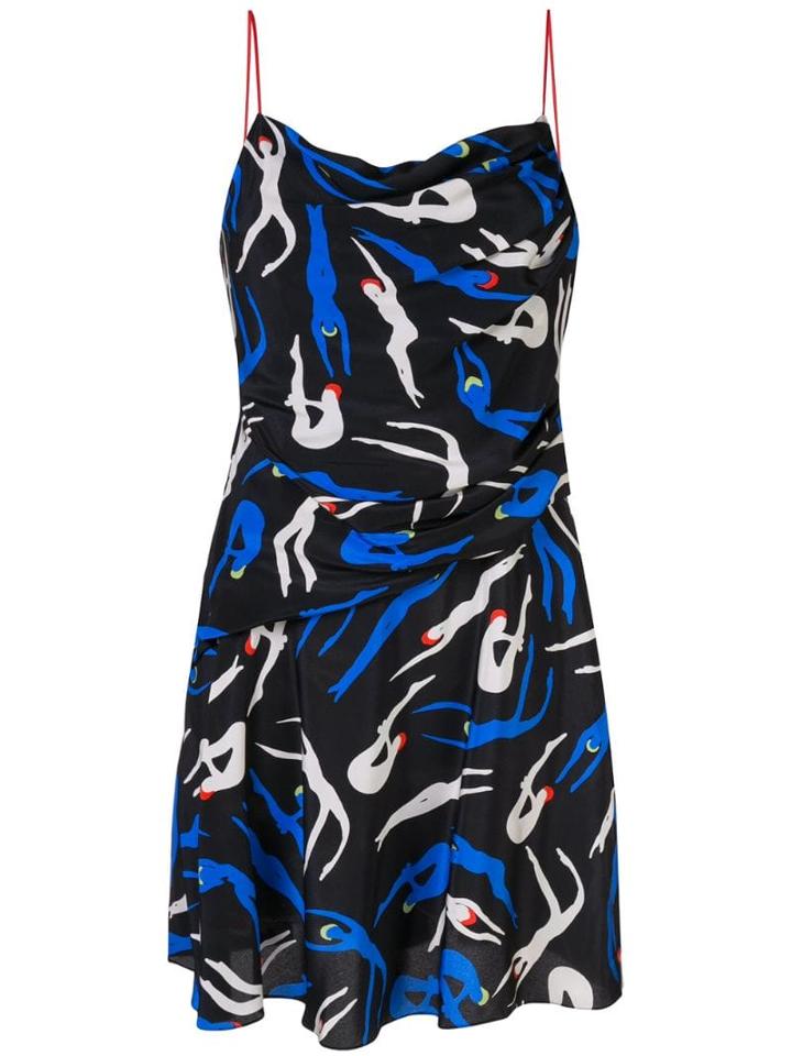 Diane Von Furstenberg Silhouette Print Flared Dress - Black