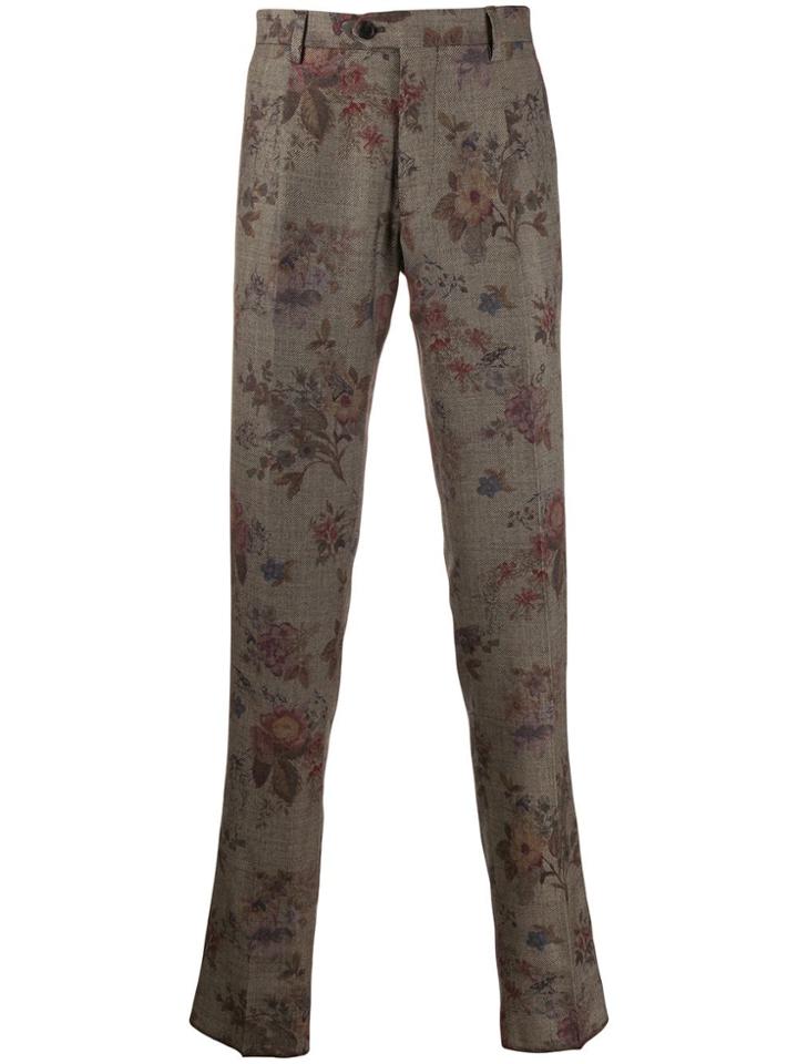 Etro Floral Print Chinos - Grey