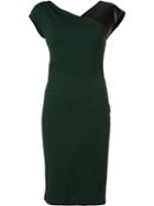 Vionnet Leather Insert Dress, Women's, Size: 44, Green, Viscose/lamb Skin/silk
