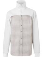 Burberry Track Top Detail Small Scale Check Cotton Shirt - Neutrals