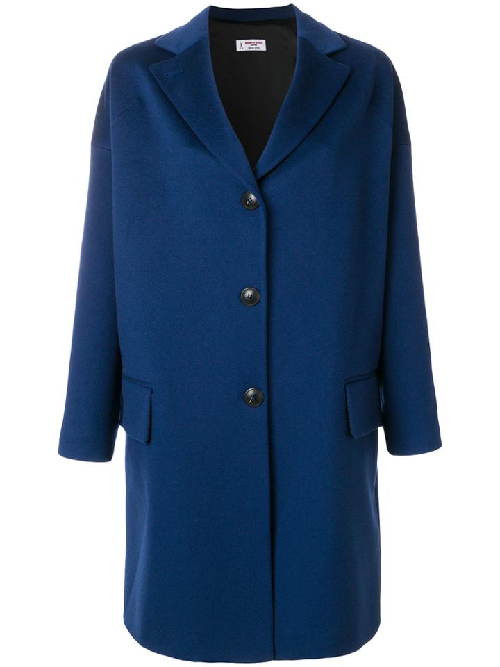 Alberto Biani Oversized Single-breasted Coat - Blue