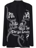 Yohji Yamamoto Slogan Tailored Blazer - Black