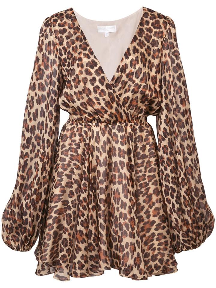 Caroline Constas Leopard Print Dress - Brown