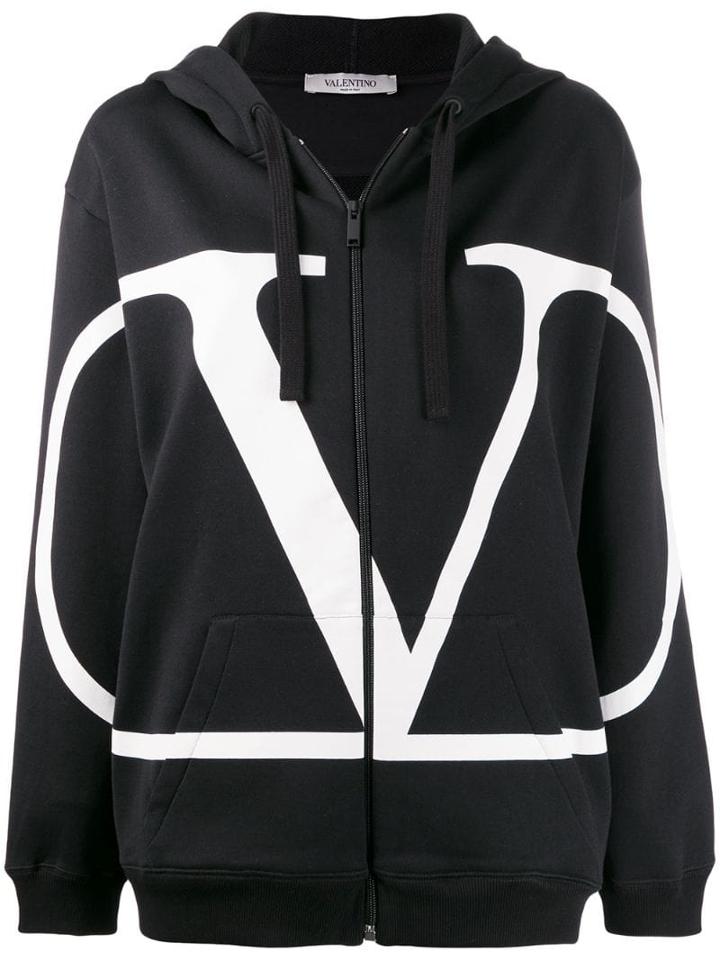 Valentino Vlogo Zip-front Hoodie - Black