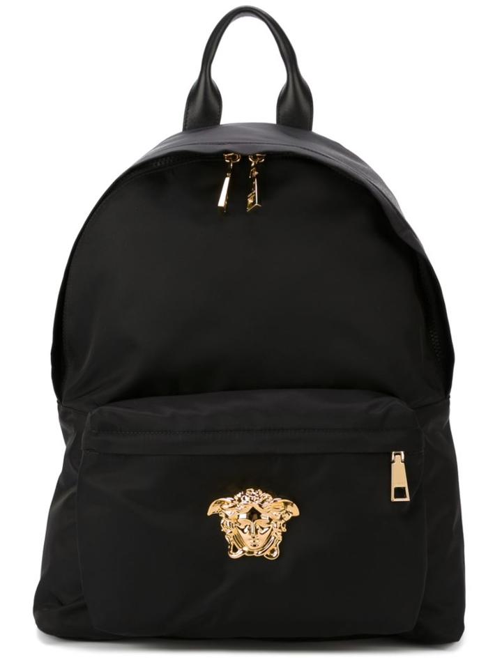 Versace Medusa Backpack, Black, Nylon/metal/leather