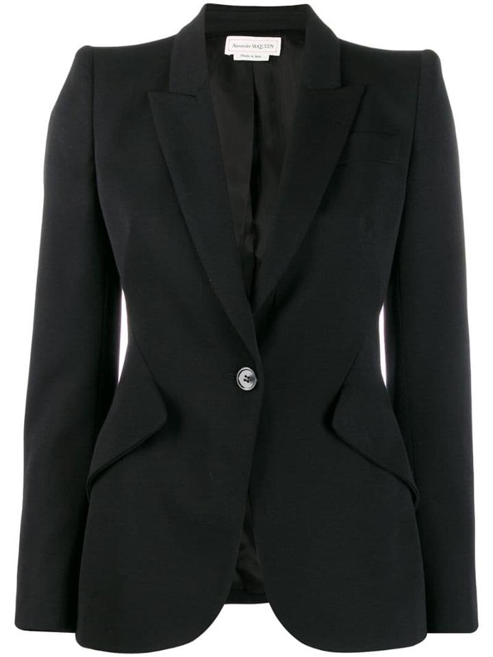 Alexander Mcqueen Cropped Sleeve Blazer - Black