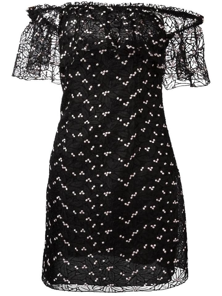 Giamba Off-the-shoulder Mini-dress, Women's, Size: 38, Black, Cotton/polyester