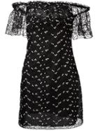 Giamba Off-the-shoulder Mini-dress, Women's, Size: 38, Black, Cotton/polyester