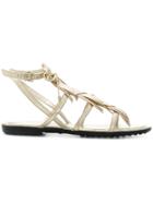 Tod's Fringed Multi-strap Sandals - Metallic