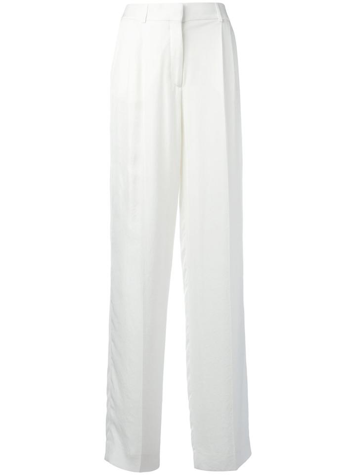 Tom Ford Wide Leg Tailored Trousers, Women's, Size: 40, White, Silk/acetate