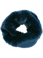 Yves Salomon Circle Scarf, Women's, Blue, Rabbit Fur