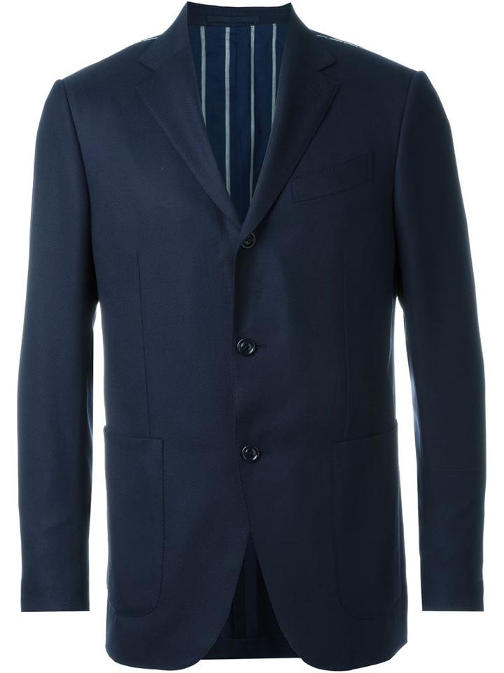 Ermenegildo Zegna Classic Blazer, Men's, Size: 48, Blue, Cotton/cupro/wool