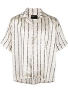 Enfants Riches Déprimés Logo Stripe Print Satin Bowling Shirt -