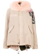 Mr & Mrs Italy Bike Print Short Parka - Nude & Neutrals