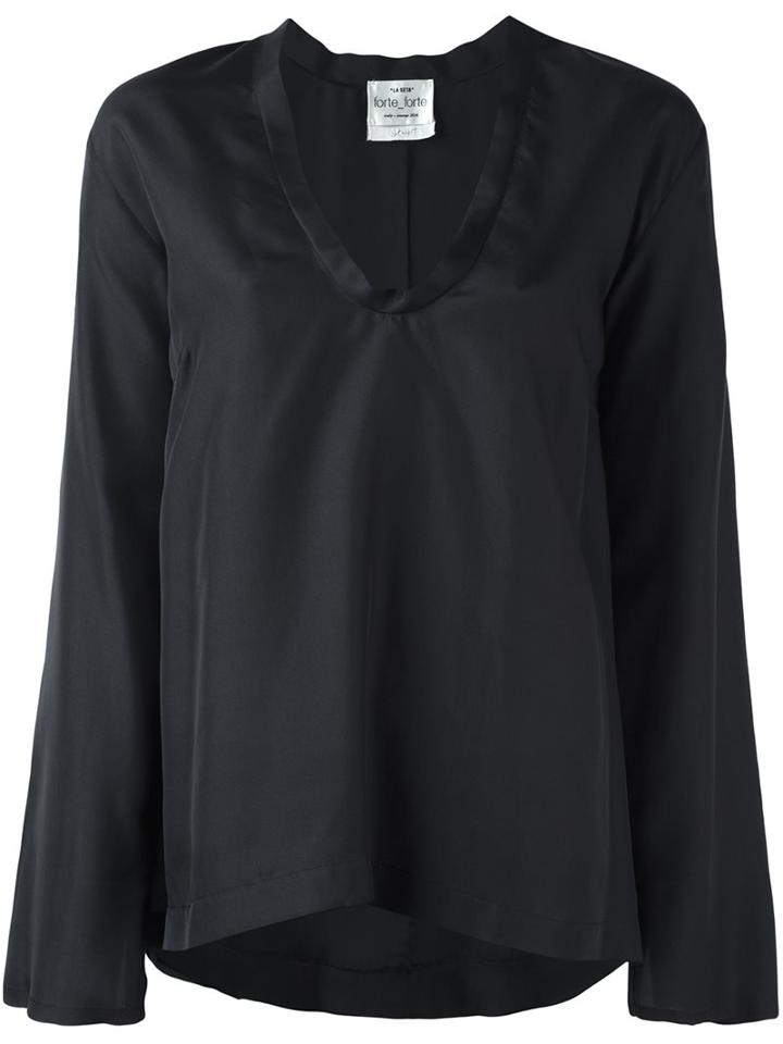 Forte Forte V-neck Blouse, Women's, Size: I, Black, Silk