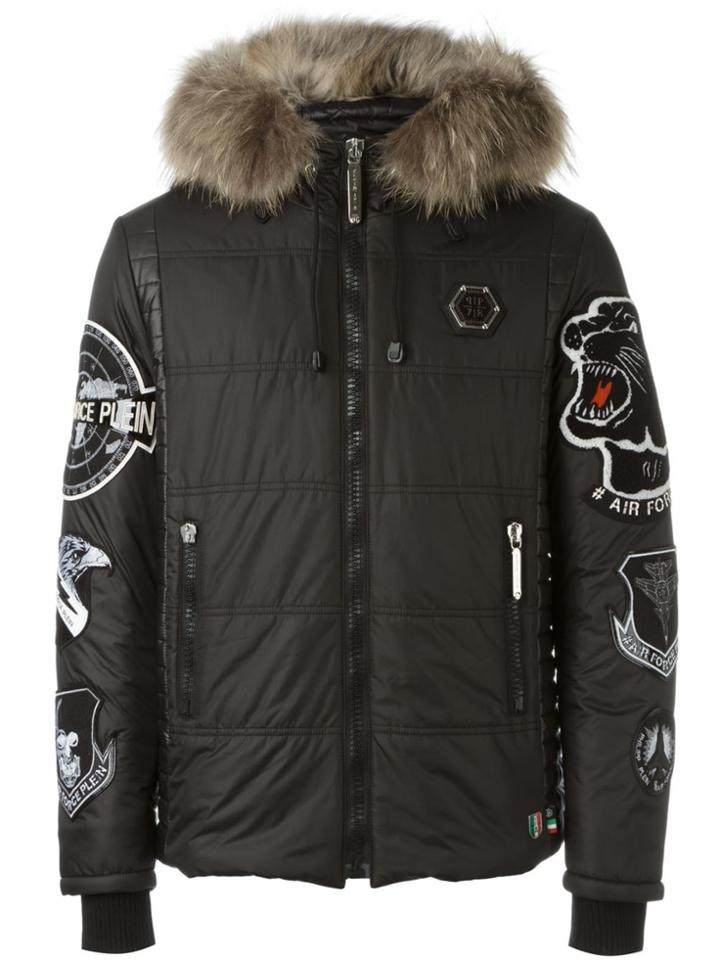 Philipp Plein Patched Padded Jacket - Black