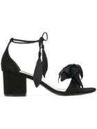 Schutz Ankle Tie Flower Sandals - Black