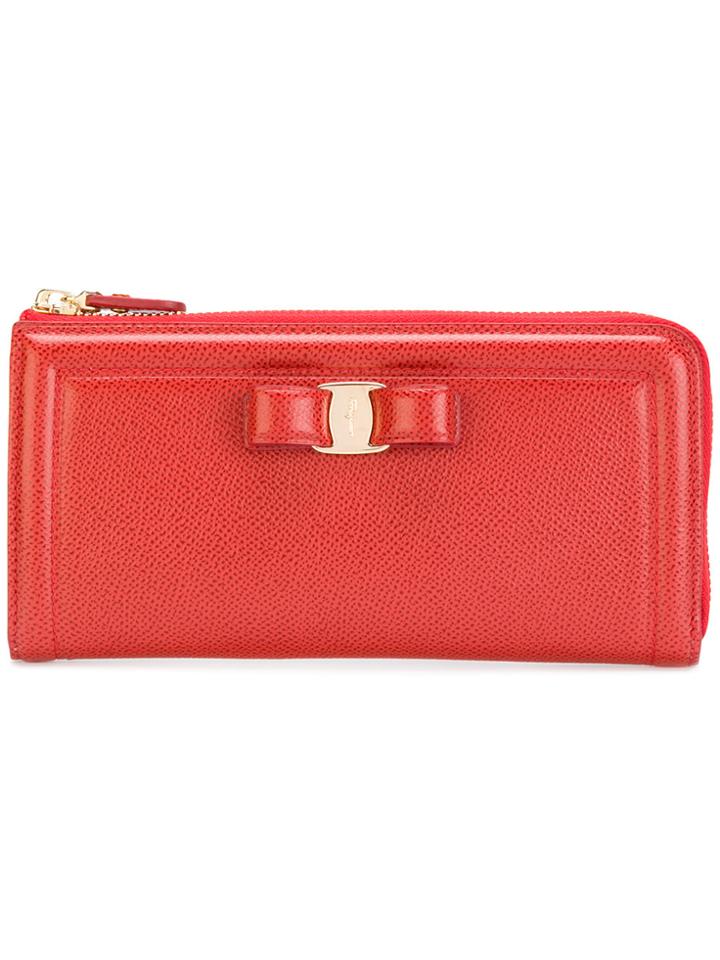 Salvatore Ferragamo Vara Zip-up Continental Wallet - Red