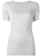 T By Alexander Wang Scoop Neck T-shirt, Women's, Size: Small, Grey, Viscose/nylon/wool/silk