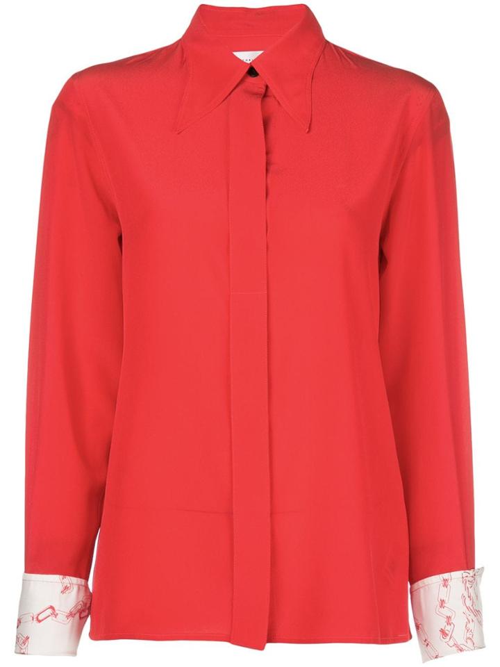 Victoria Beckham Printed Cuffs Buttoned Blouse - Orange