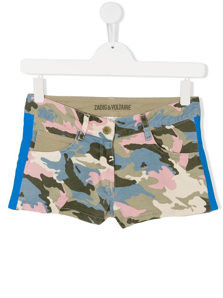 Zadig & Voltaire Kids Camouflage Print Denim Shorts - Multicolour