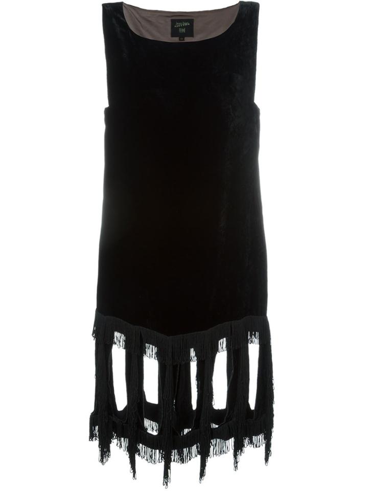Jean Paul Gaultier Vintage Fringed Velvet Dress - Black
