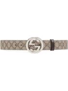 Gucci Gg Supreme Belt With G Buckle - Nude & Neutrals
