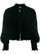 Stella Mccartney Ruffle Trim Velvet Jacket - Black