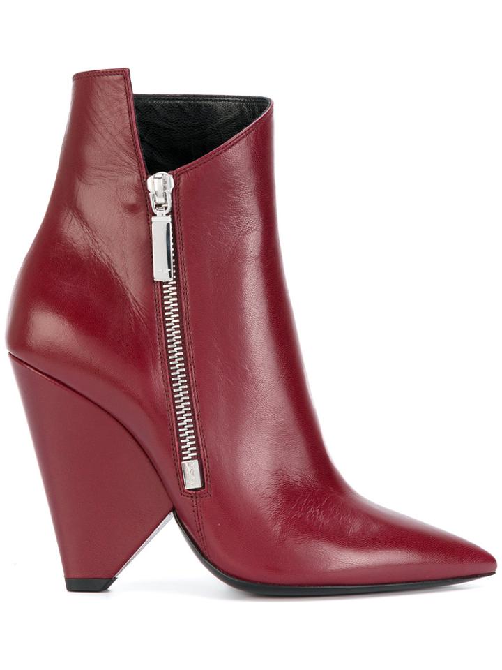 Saint Laurent Niki 105 Ankle Boots - Red