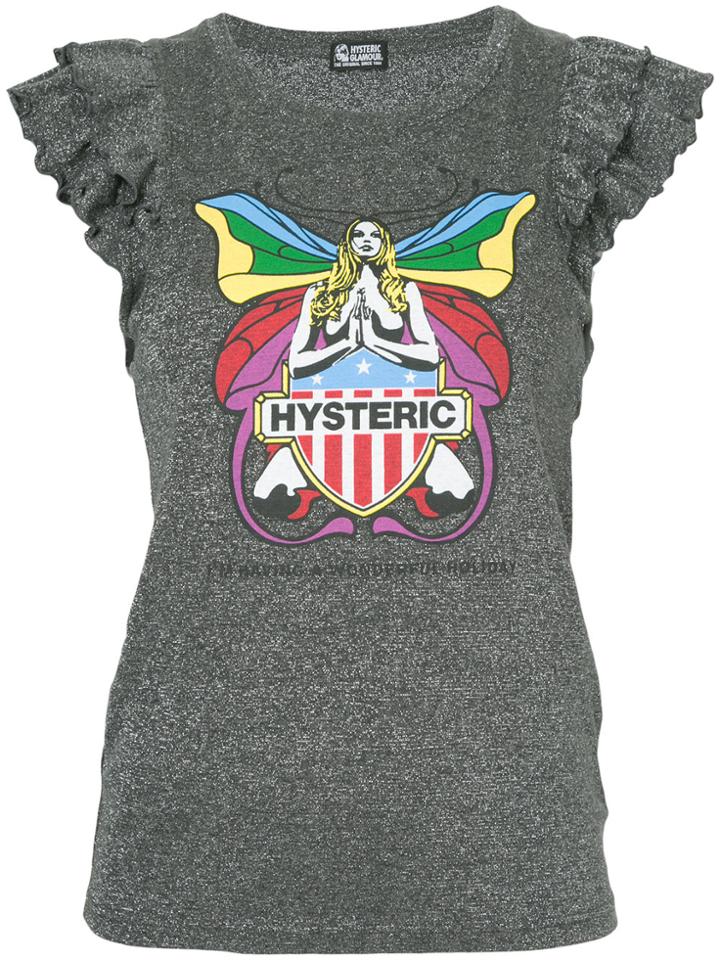 Hysteric Glamour Frill Sleeve Butterfly T-shirt - Grey