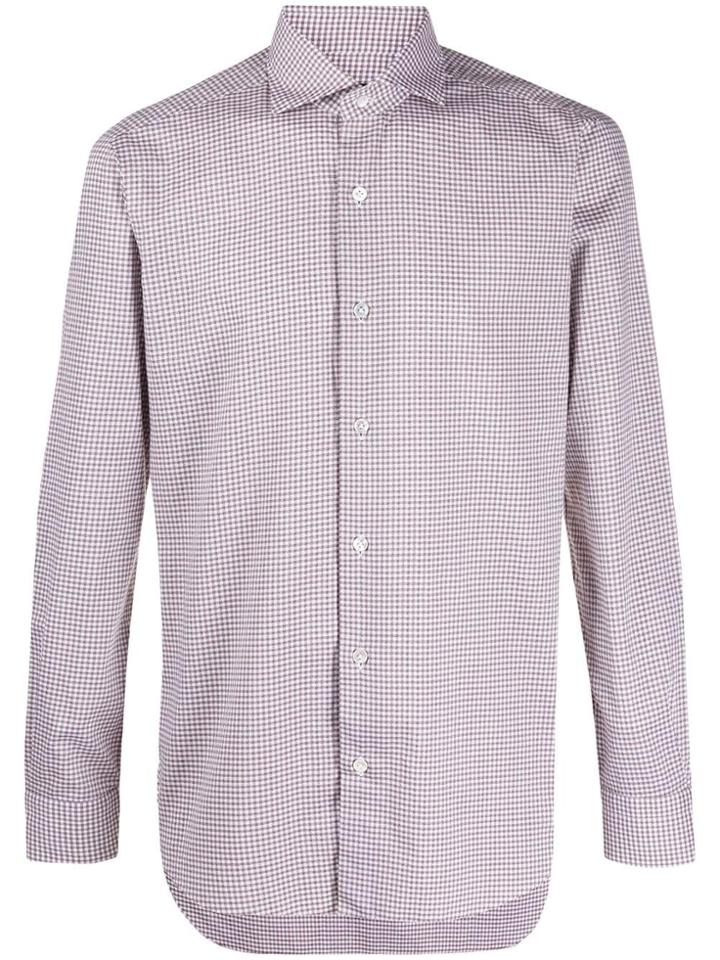 Barba Gingham Check Shirt - Brown