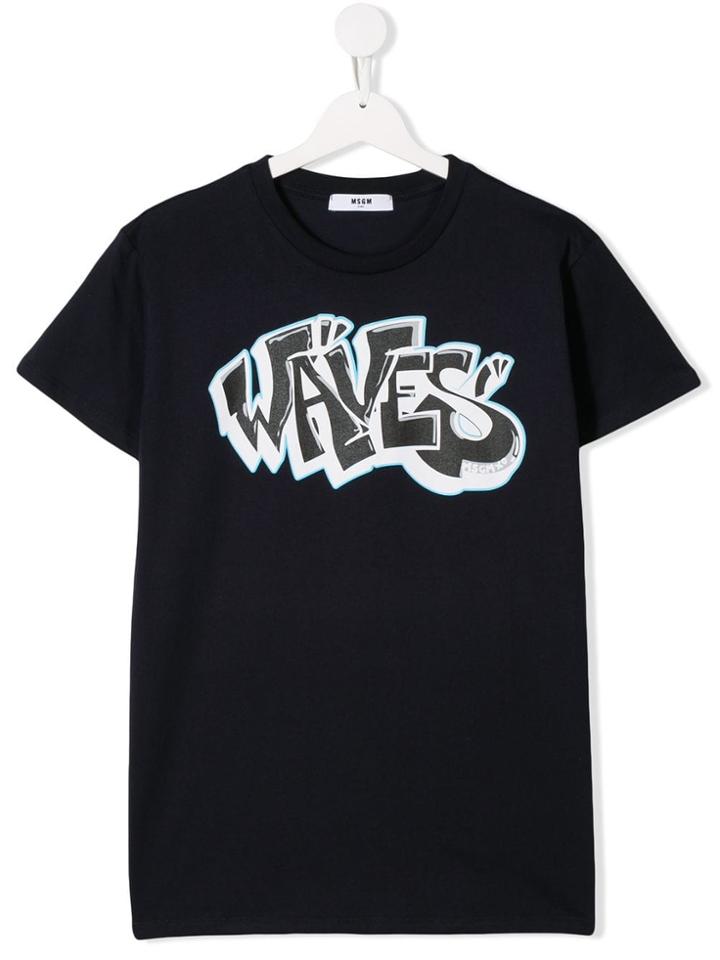 Msgm Kids Teen Graphic Print T-shirt - Blue